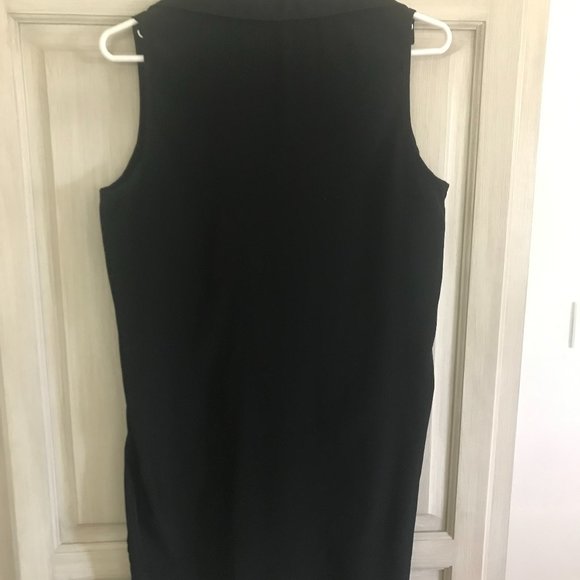 Black Button Down Tank Work Blouse - Picture 5 of 6